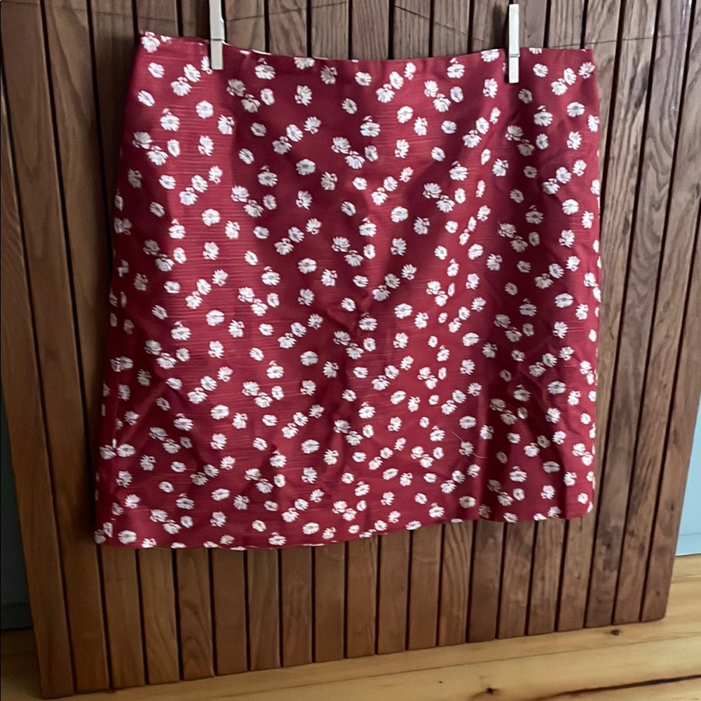 Ann Taylor Red and White Mini Pencil Skirt